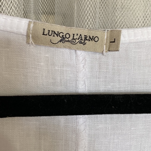 LUNGO L’ARNO 100% white linen top - Picture 3 of 11
